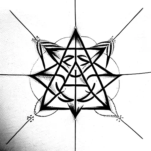 Hibiscus, unicursal hexagram, merkaba, star of lakshmi tattoo design idea