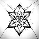 Hibiscus, unicursal hexagram, merkaba, star of lakshmi tattoo design idea