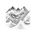 mountain scene with doves tattoo design idea
