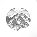 mountain scene with doves tattoo design idea