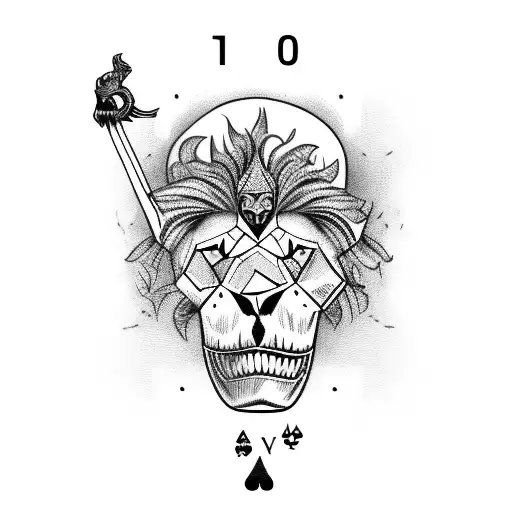 A lion and a skull playing a game of cards, with whiskey bottles as the table legs tattoo design idea