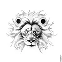 A mopar car transformed into a lion, with a skull on the hood and cards flying out from the exhaust pipes tattoo design idea
