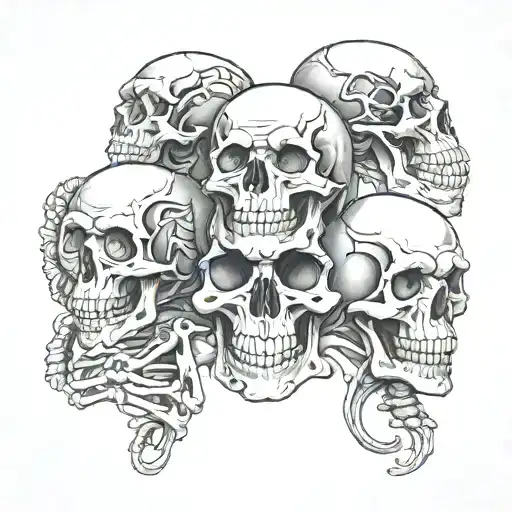 3 human skeletons one no talk one no see one no hear ( three wise monkeys ) tattoo design idea