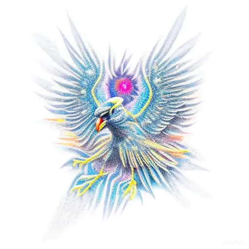 a crow being reborn from ice like a phoenix tattoo design idea