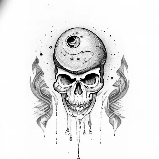 scull with teardrops an the words: Born in Hässelby. tattoo design idea