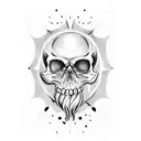 scull with teardrops an the banner: Born in Hässelby. tattoo design idea