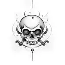 scull with teardrops an the banner: Born in Hässelby. tattoo design idea