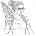 Lara Croft holding her dual pistoles with her sunglasses on tattoo design idea