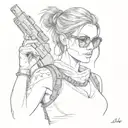Lara Croft holding her dual pistoles with her sunglasses on tattoo design idea