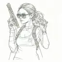 Lara Croft holding her dual pistoles with her sunglasses on tattoo design idea