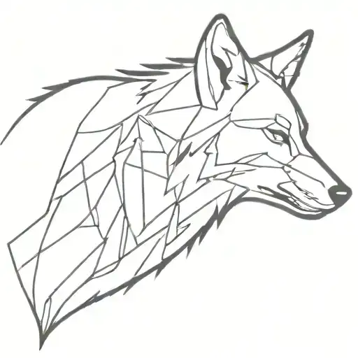 A wolf silhouette made of glowing rave lights tattoo design idea