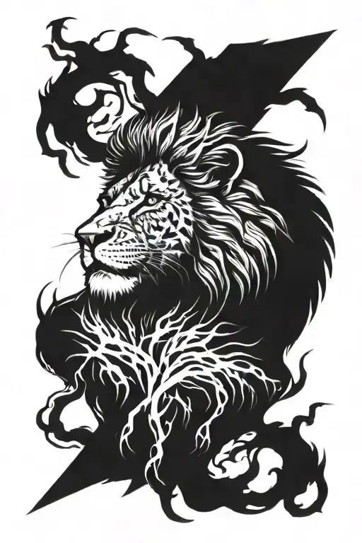lion lightning tattoo design idea