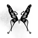 half butterfly half flowers using daisys, sweet pea flowers, and peacock feather tattoo design idea