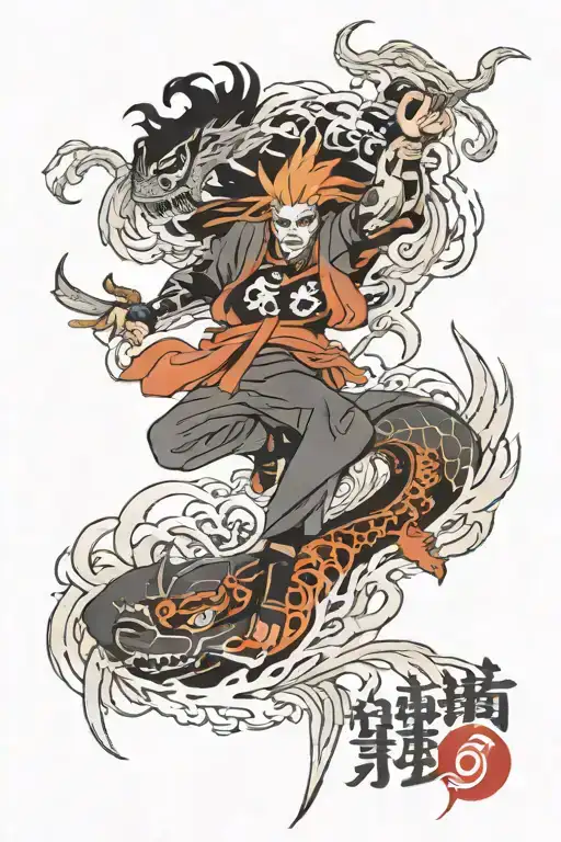 Japanese traditional irezumi style with Shinigami from naruto tattoo design idea