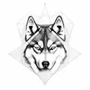 polygonal husky tattoo design idea