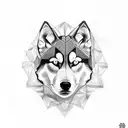 geometric husky  tattoo design idea