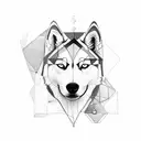 geometric husky  tattoo design idea
