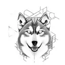 geometric husky  tattoo design idea
