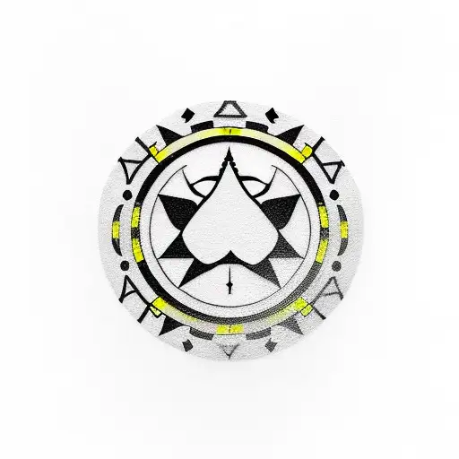 A minimalist tattoo of a poker chip with the Taurus zodiac sign incorporated into the design. tattoo design idea