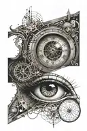 eye inside a clock  tattoo design idea