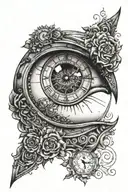 eye inside a clock  tattoo design idea
