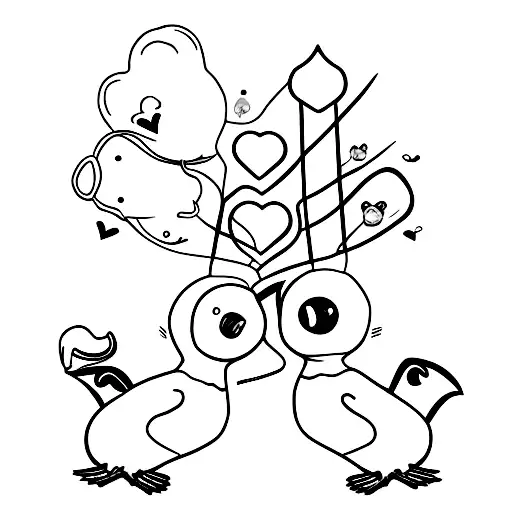 cute, penguins, red string of fate, couple tattoo design idea