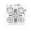 A vintage camera surrounded by circuit board patterns, capturing the essence of a technologically inclined traveler. tattoo design idea