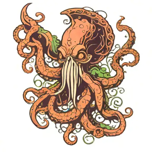 neo traditional cthulu tattoo design idea