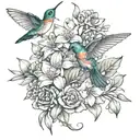  magnolia, Oklahoma rose, daffodils, hydrangeas, and lily's with a hummingbird  tattoo design idea
