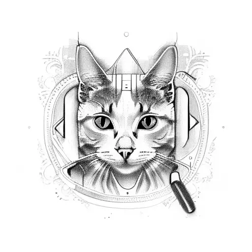 cat with pills tattoo design idea
