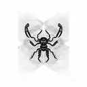 scorpion with open claws, wind rose, compass, black and white, dotwork tattoo design idea
