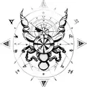  scorpion with open claws, wind rose, compass, with ntribal elements, hd tattoo design idea