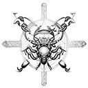  scorpion with open claws, wind rose, compass, with ntribal elements, hd tattoo design idea