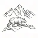 mountain range and bear tattoo design idea