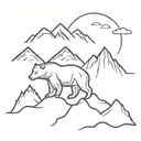 mountain range and bear tattoo design idea