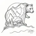 mountain range and bear tattoo design idea