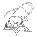 mountain range and bear tattoo design idea