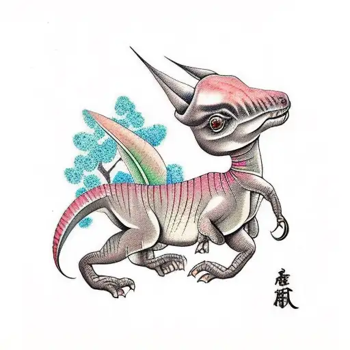 Parasaurolophus cute tattoo design idea
