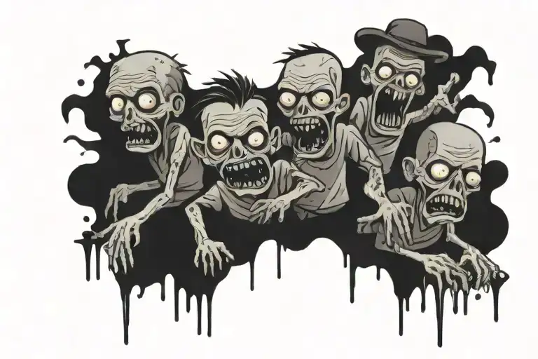 cartoon super crumbs where Tsvetik, Pestik and Puzirok became zombies tattoo design idea