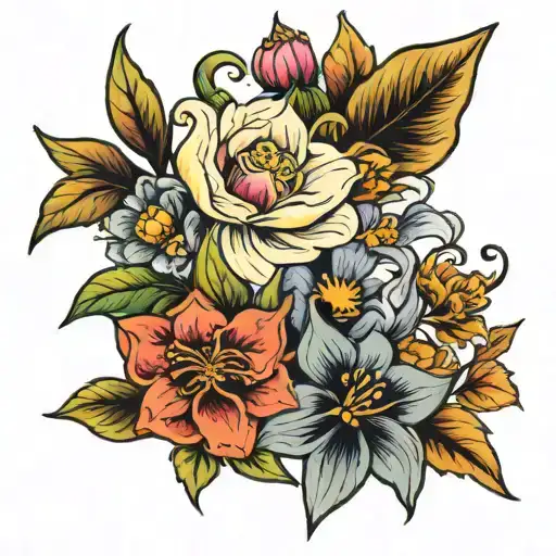 birth flower july to oct 11 tattoo design idea