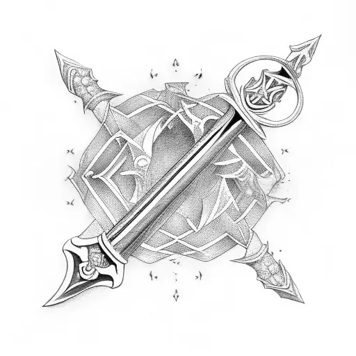 sword going through elden  rings tattoo design idea