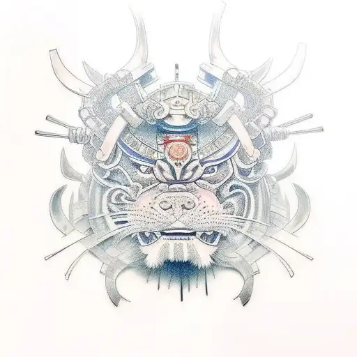 Samurai with color tattoo design idea