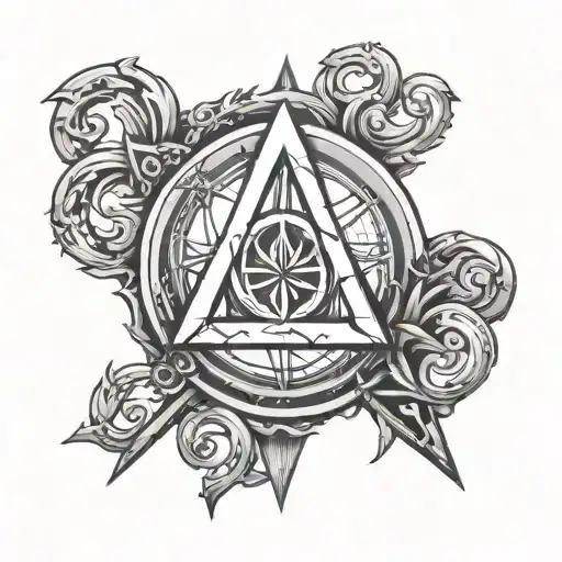 anarchy symbol combined with libra sign and alpha omega tattoo design idea