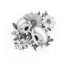 A realistic portrait of your two children surrounded by vibrant flowers and hummingbirds tattoo design idea