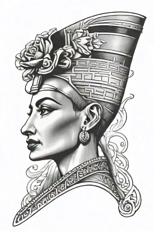 Nefertiti portrait tattoo design idea