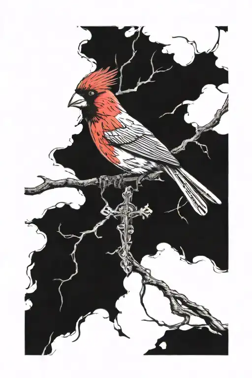 cardinal with cross tattoo tattoo design idea