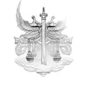 justice statue tattoo design idea