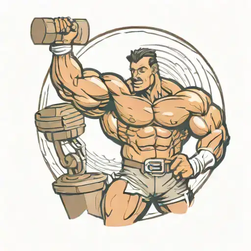  muscular chocolate bar man strong woman tattoo design idea