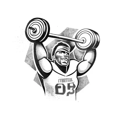 A football player lifting weights in a crossfit gym tattoo design idea