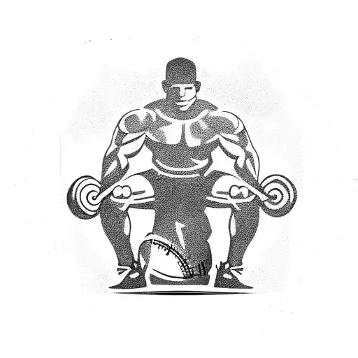 A football player lifting weights in a crossfit gym tattoo design idea